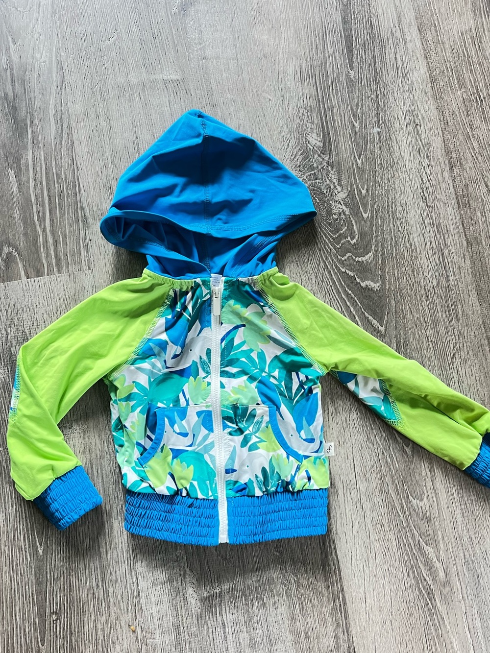 Bright Blue & Lime Hooded Zip Jacket